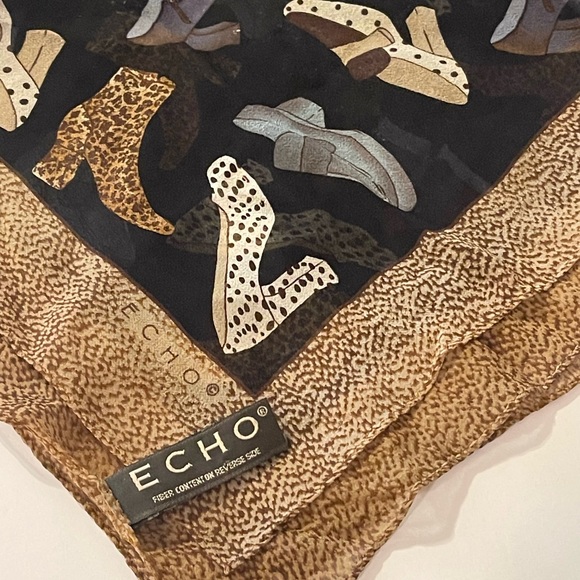 Echo Silk Leopard print shoes boots print scarf - Picture 2 of 12